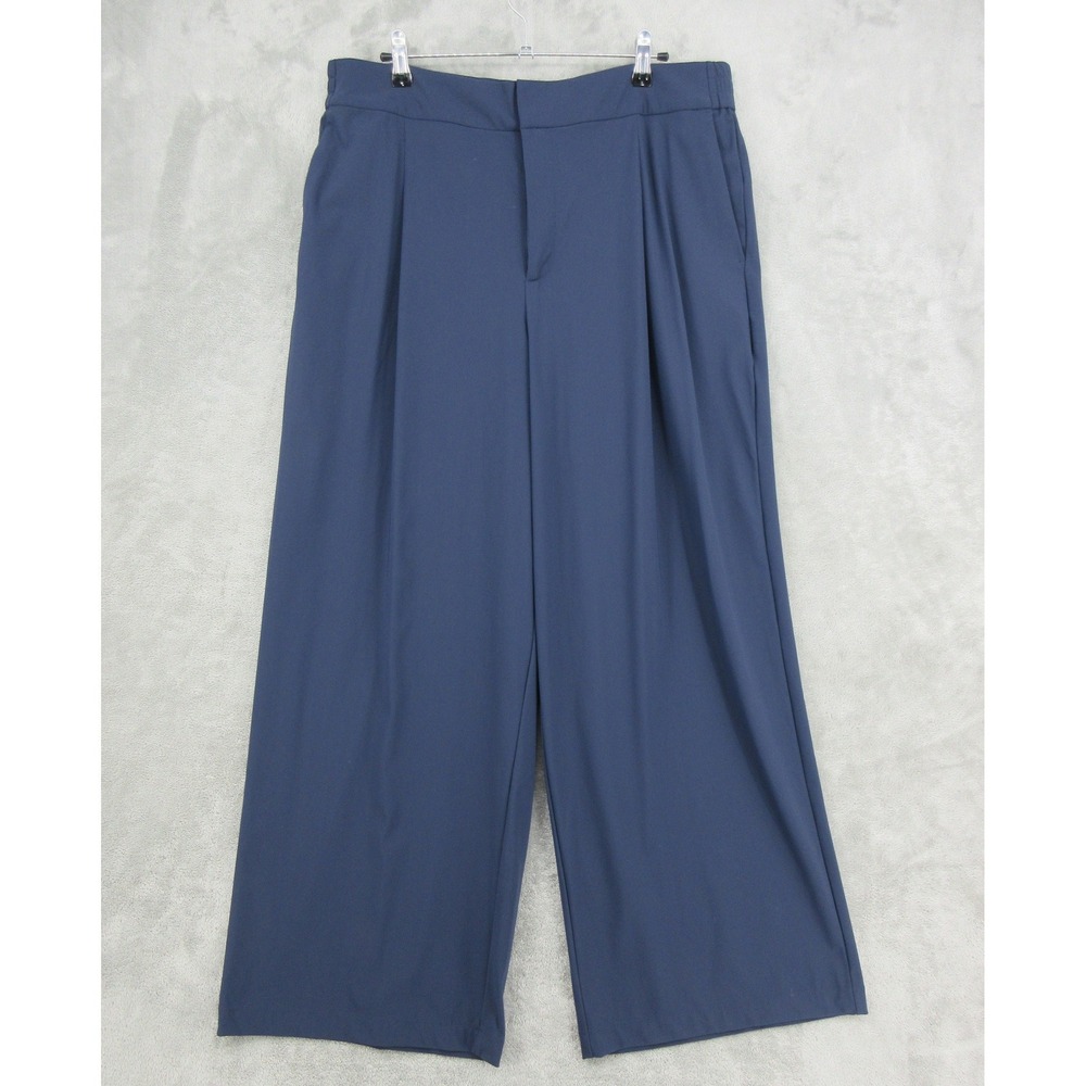 Athleta Pants Womens Size 16 Pinnacle High Waist Wide Leg Pleated Pockets Navy
